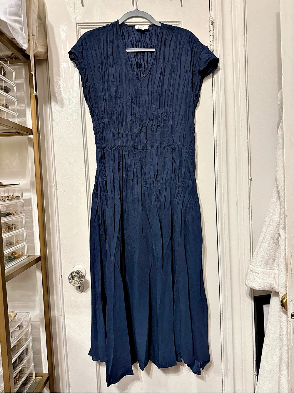 böhme Ruched Maxi Dress in Blue Size XL. Never worn.